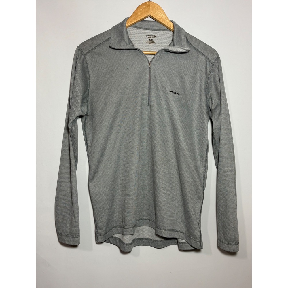 Patagonia Pullover Men M Grey Capilene Quarter Zip Long Sleeve 44263S5‎ Textured